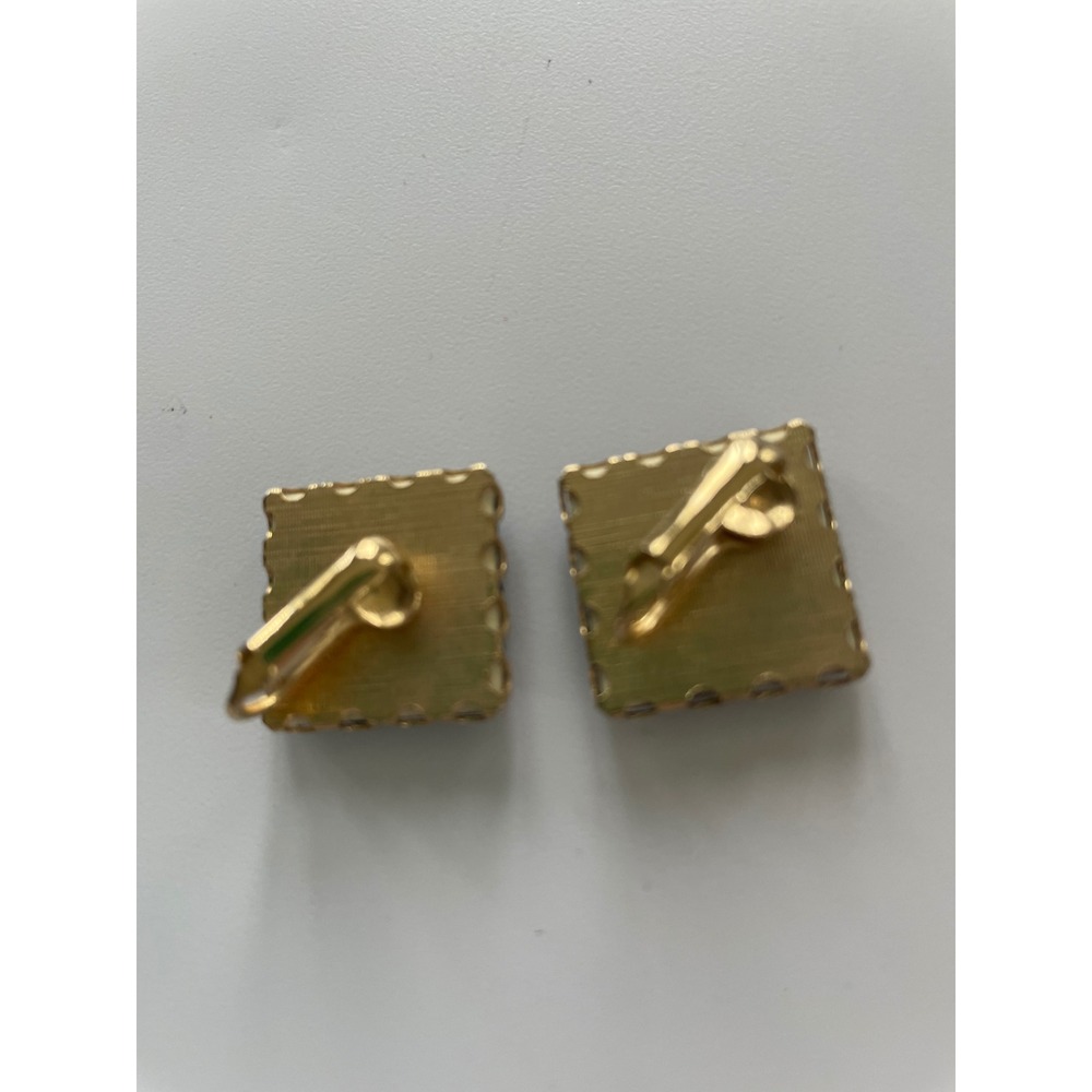 Vintage‎ Starburst Square Clip On Earrings Gold Tone Celestial Mid Century Retro - Picture 3 of 3